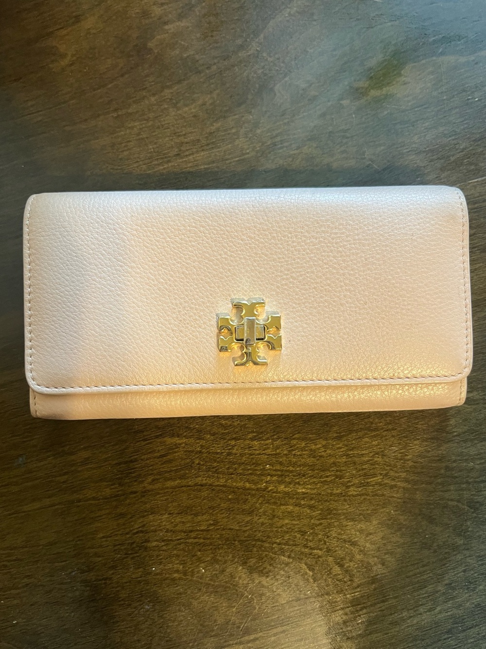 Tory Burch Blush Pink Leather Continental Wallet with Gold Logo